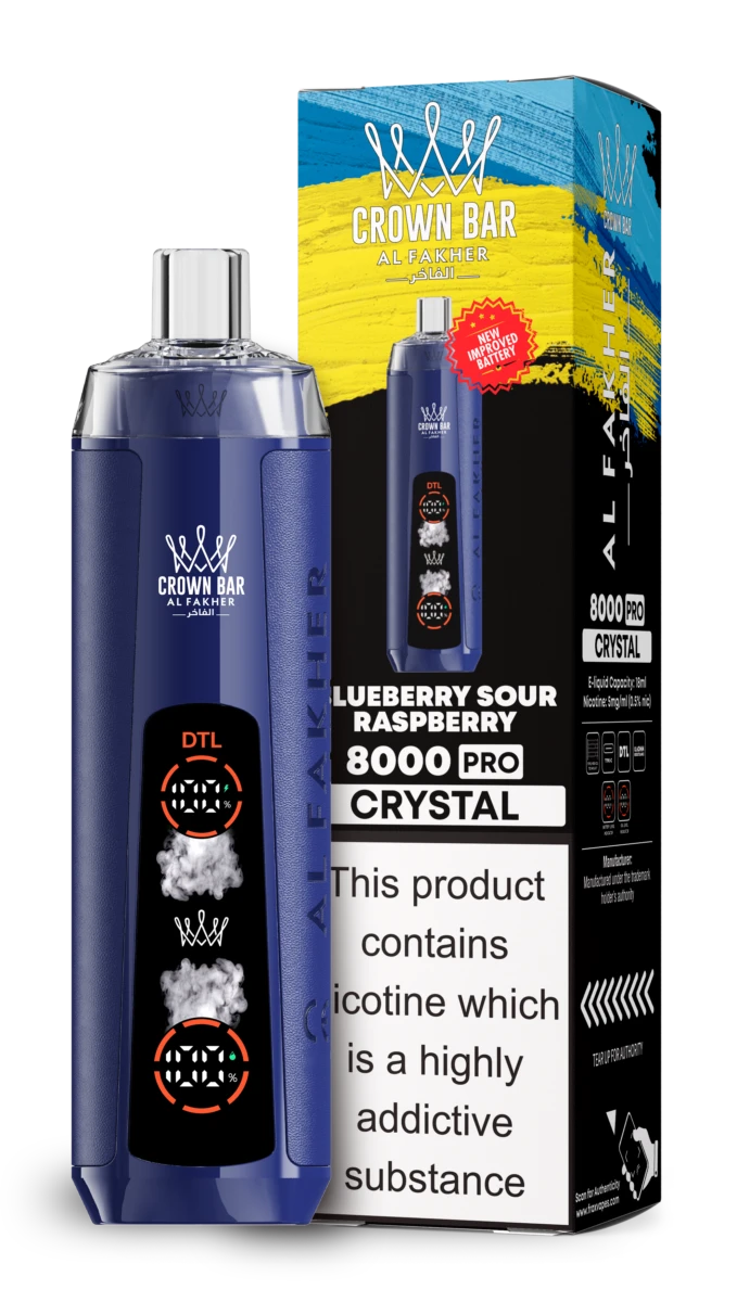 AL Fakher 8000 Crystal - BLUEBERRY SOUR RASPBERRY AL Fakher 8000 Crystal - Bosbes en Zure Framboos