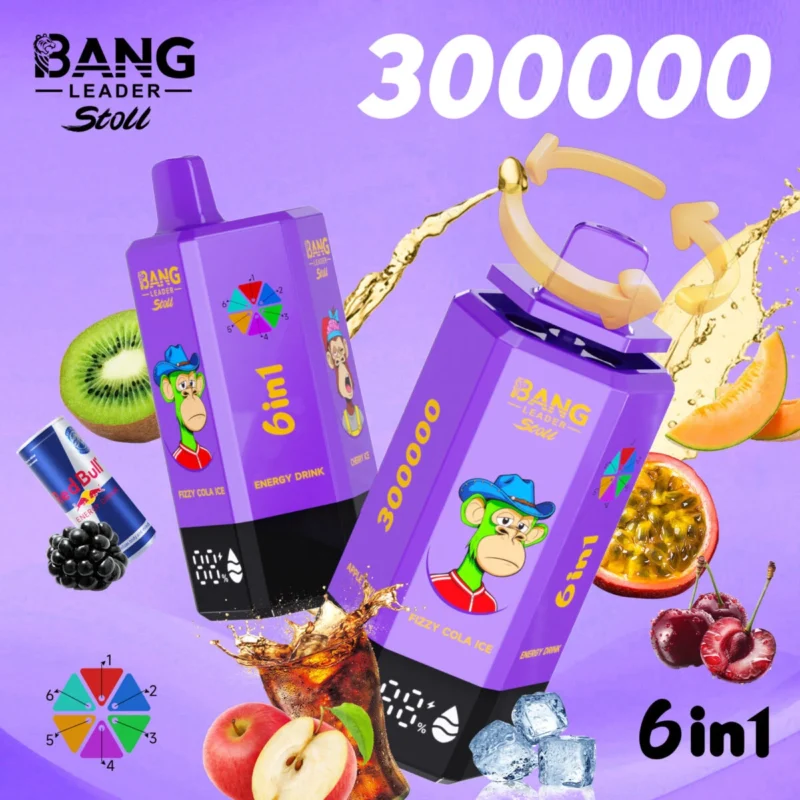 Bang Leader 300000 - Cola Ice & Energy Drink & Cherry Ice&Melon Passion Fruit & Blackberry Ice & Apple Kiwi