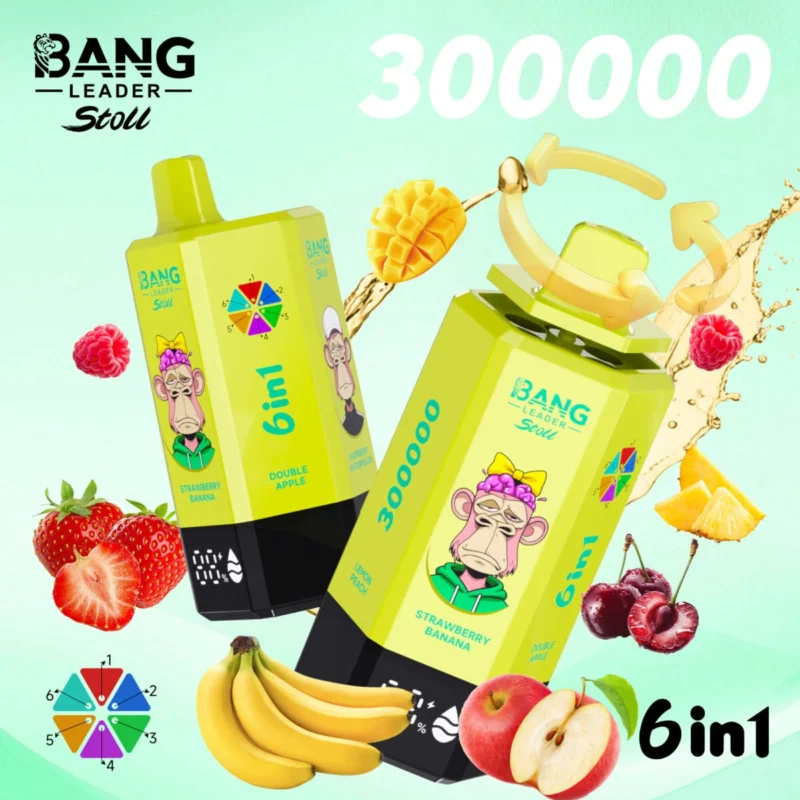 Bang Leader 300000 - Strawberry Banana&Double Apple&Raspberry Watermelon&Sour Mango Pineapple&Tropical Fruit&Lemon Peach