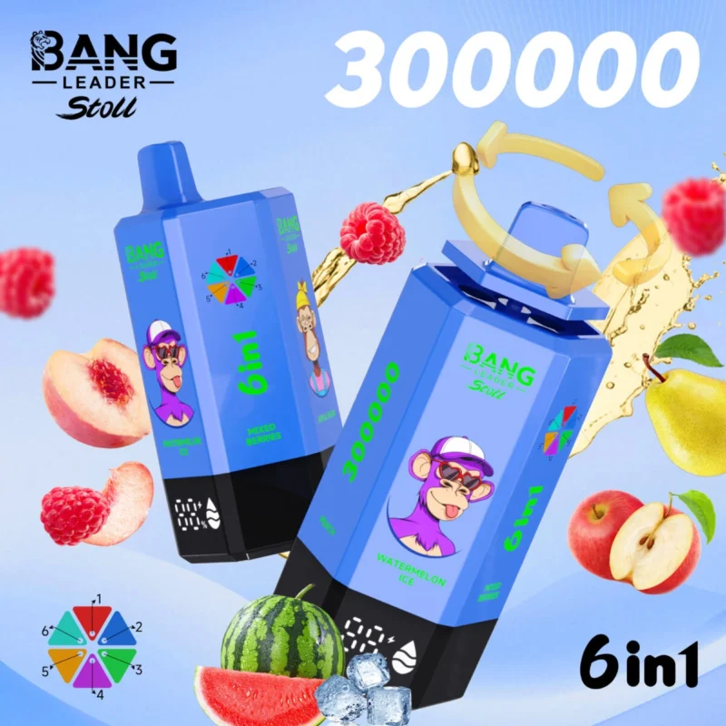 Bang Leader 300000 - pastèque glacée & mélange de baies & pomme poire & menthe myrtille & été & pêche