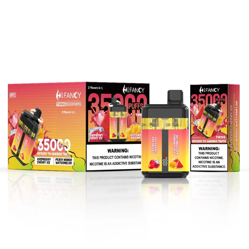 HIFANCY TWINS 35000 - Framboos-kersijs & Perzik-mango-watermeloen