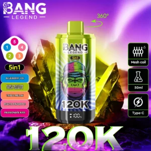 Puff 120k Bang Legend 120k-myrtille-glace-kiwi-fruit de la passion-goyave-triple melon-pêche-ananas-baiser passionné.jpg