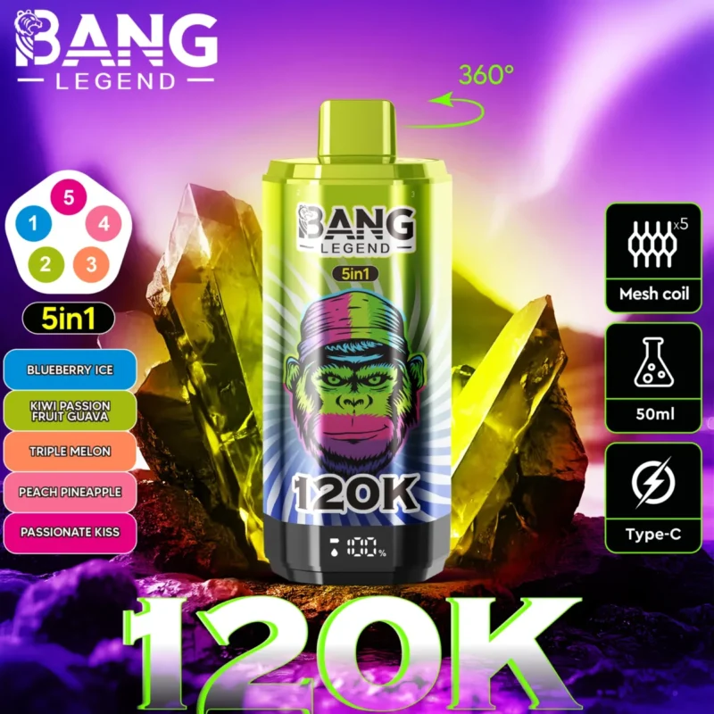 Puff 120k Bang Legend 120k-blueberry-ice-kiwi-passion-fruit-guava-triple-melon-peach-pineapple-passionate-kiss.jpg Puff 120k Bang Legend 120k-Blaubeere-Eis-Kiwi-Passionsfrucht-Guave-Dreifachmelone-Pfirsich-Ananas-Leidenschaftskuss.jpg
