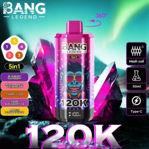 Puff 120k Bang Legend 120k - myrtille-framboise-pêche-mangue-pastèque-cerise-coca-raisin-mûre-glace-mangue-pêche-abricot.jpg