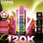 Puff 120k Bang Legend 120k - fraise-kiwi-fraise-banane-litchi-glace-pastèque-baies-fruit de la passion-mangue.jpg