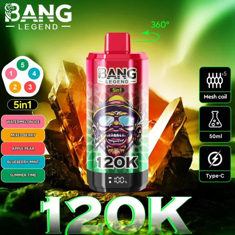 Puff 120k Bang Legend 120k - pastèque-glace-mélange-de-baies-pomme-poire-myrtille-menthe-été.jpg