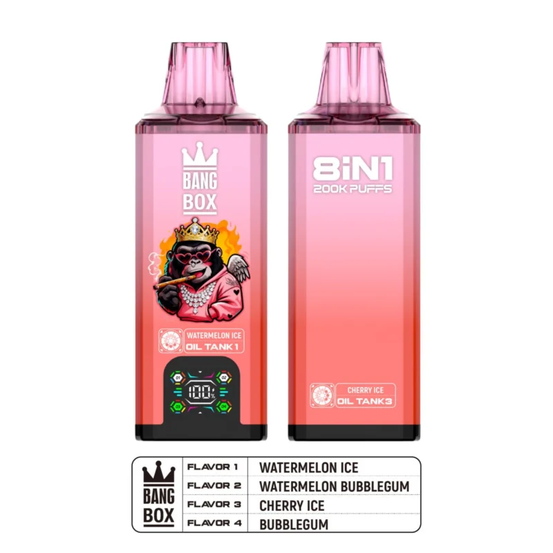 Puff 200k Bang Box 200k - Watermelon Ice+Watermelon Bubblegum+Cherry Ice+Bubblegum (2) Puff 200k Bang Box 200k - Sandía helada + Chicle de sandía + Cereza helada + Chicle (2)