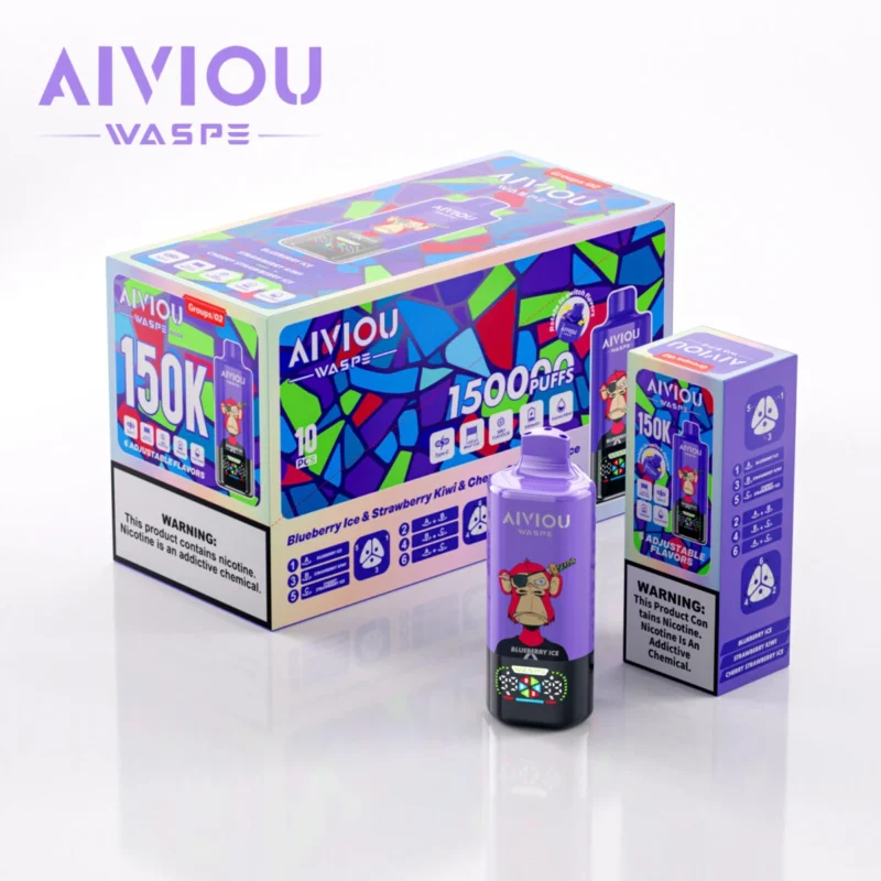 150k Vape Waspe Aiviou 150000 6 in 1 - Blueberry Ice & Strawberry Kiwi & Cherry Strawberry Ice (3)