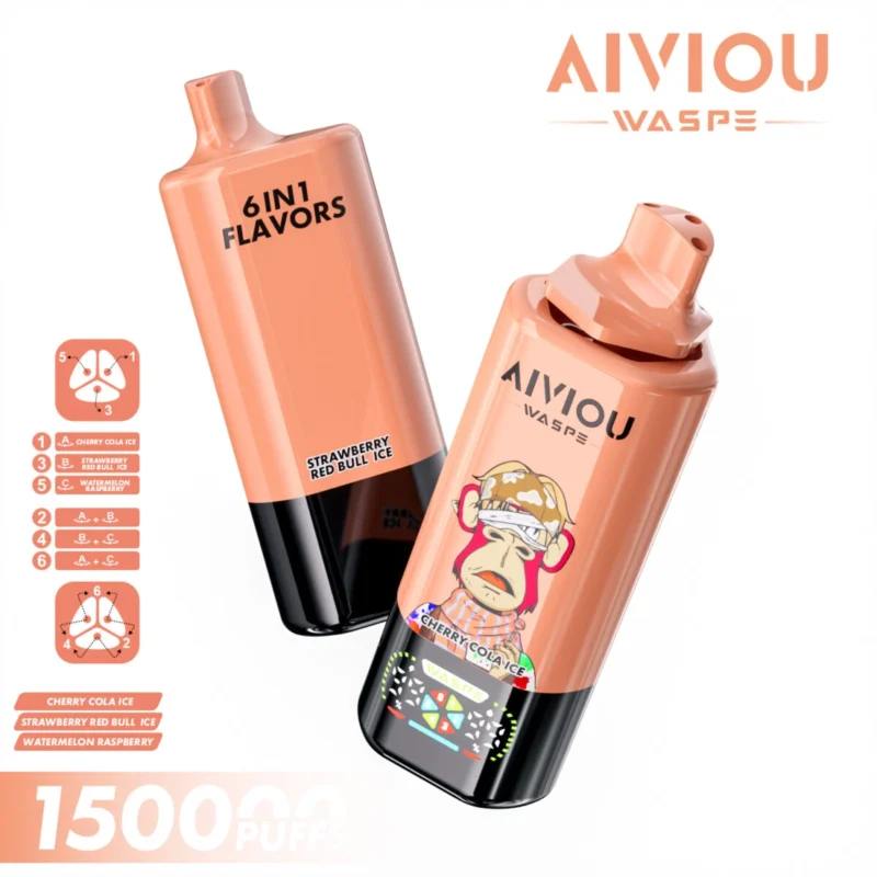 150k Vape Waspe Aiviou 150000 6 in 1 - Cherry Cola Ice & Aardbei Red Bull Ice & Watermeloen Framboos