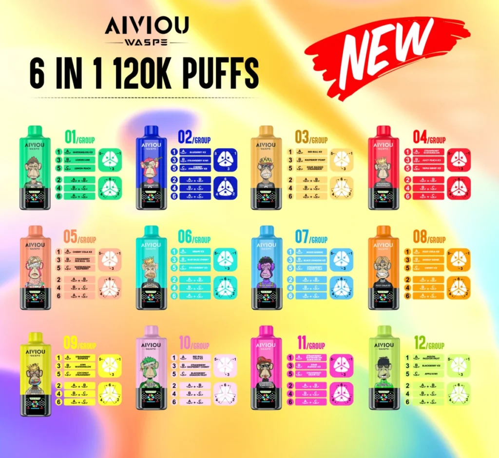 150k Vape Waspe Aiviou 150000 6 in 1 Flavors List