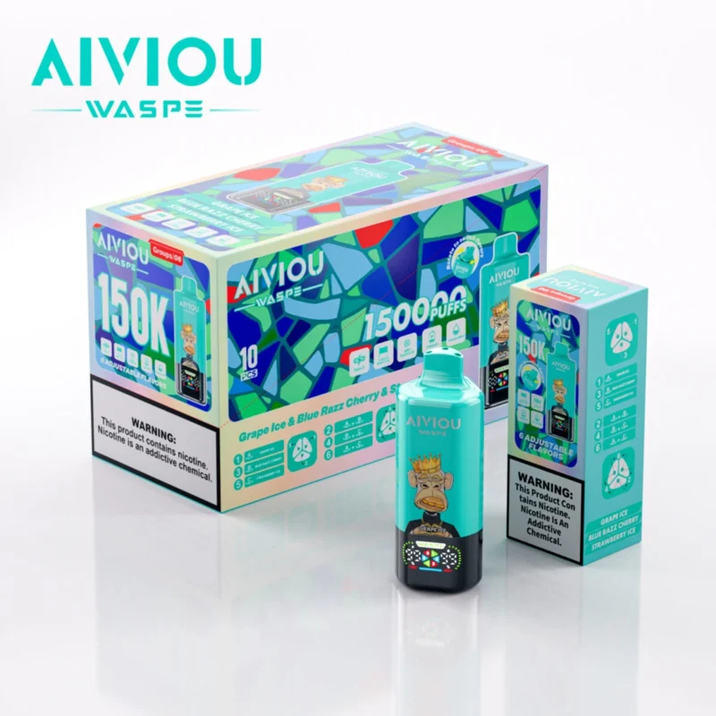 150k Vape Waspe Aiviou 150000 6 in 1 - Grape Ice & Blue Razz Cherry & Strawberry Ice (3)