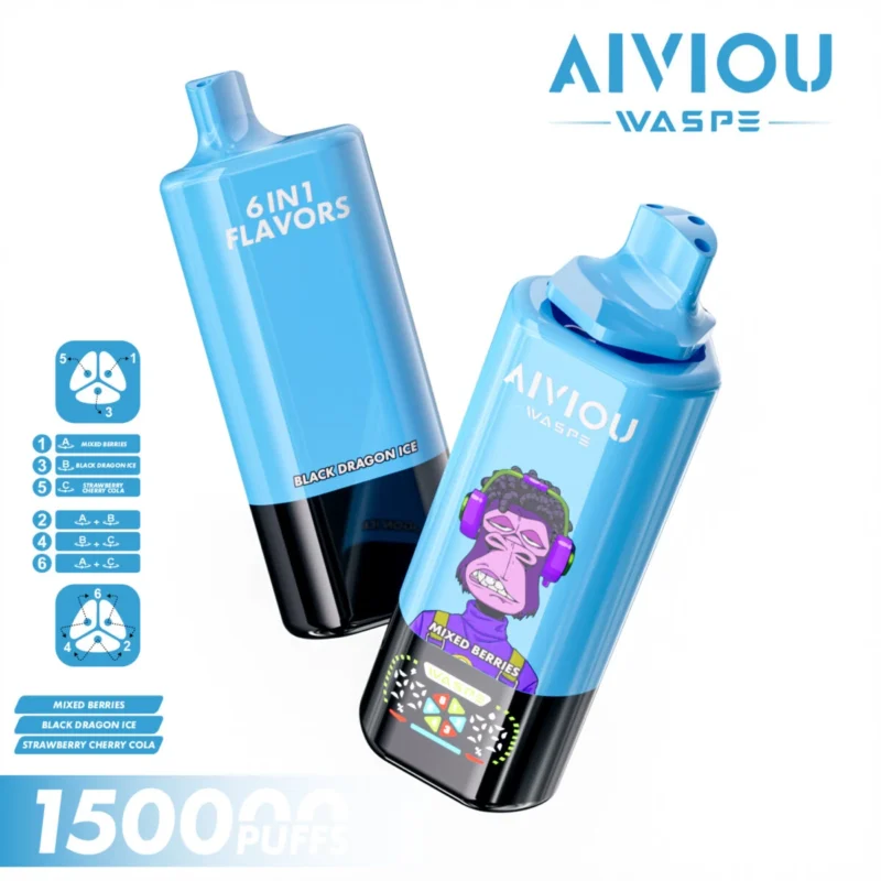 150k Vape Waspe Aiviou 150000 6 in 1 - Mixed Berries & Black Dragon Ice & Strawberry Cherry Cola
