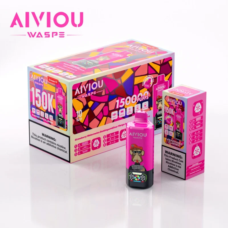 150k Vape Waspe Aiviou 150000 6 in 1 - Fraise Pastèque Bubblegum & Sour Mango Ice & Fraise Raisin Ice (3)