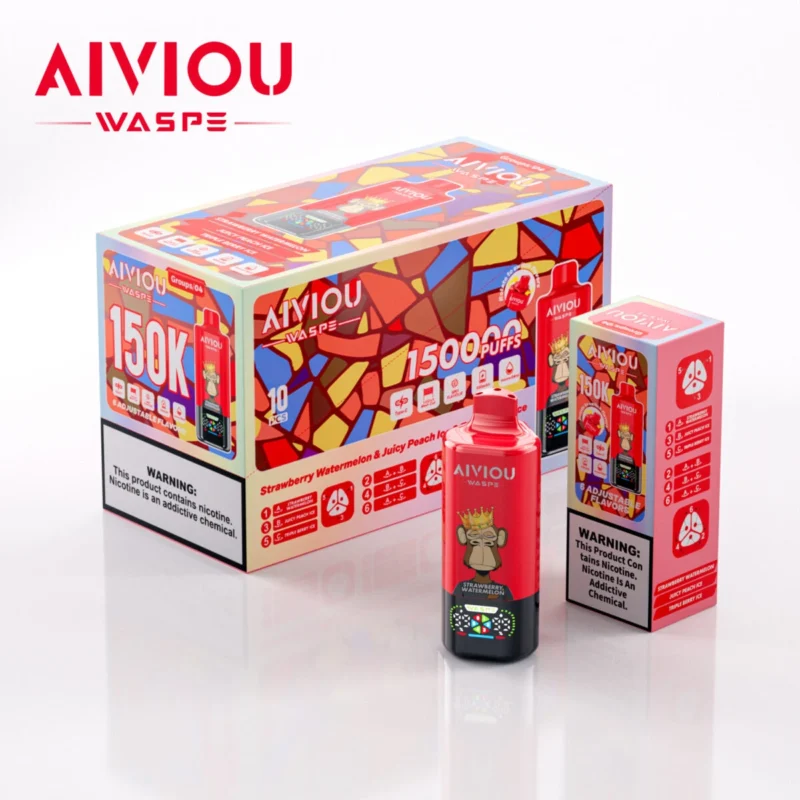 150k Vape Waspe Aiviou 150000 6 in 1 - Aardbei Watermeloen & Sappig Perzikijs & Drievoudig Bessenijs (3)