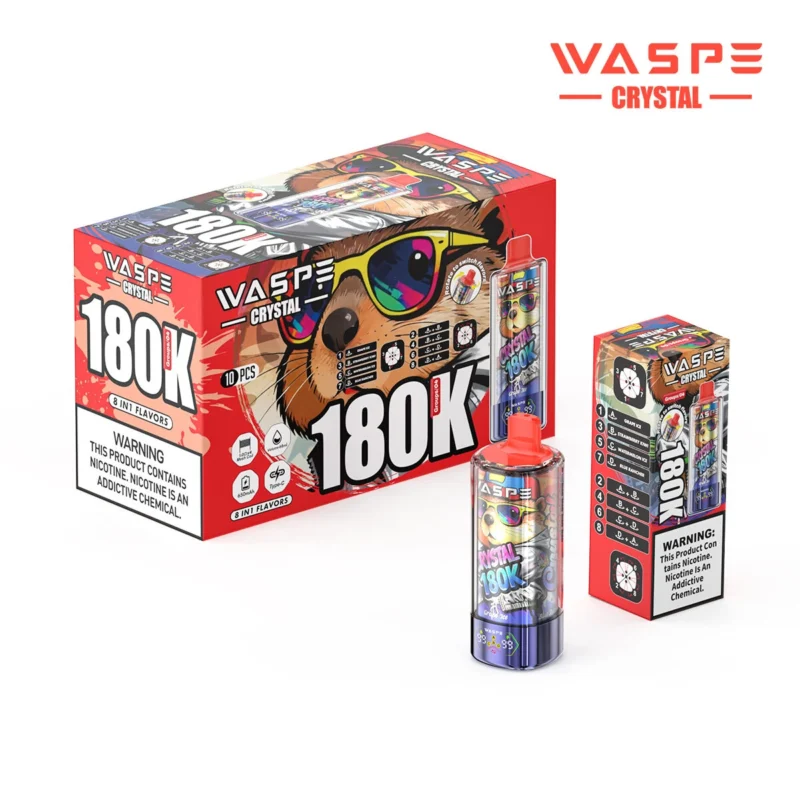 180k Vape Waspe Crystal 180K 8 in 1 - GRAPE ICE&STRAWBERRY KIWI & WATER MELON ICE & BLUE RANCHER