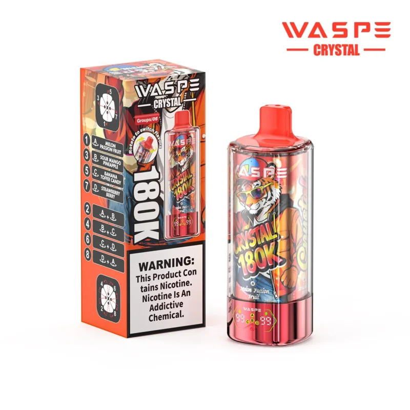 180k Vape Waspe Crystal 180K 8 in 1 - MELON PASSION FRUIT & SOUR MANGO PINEAPPLE & BANANA TOFFEE CANDY & STRAWBERRYBERRY (2)