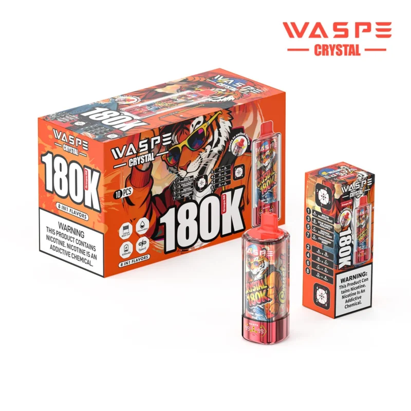 180k Vape Waspe Crystal 180K 8 in 1 - MELON PASSION FRUIT & SOUR MANGO PINEAPPLE & BANANA TOFFEE CANDY & STRAWBERRYBERRY