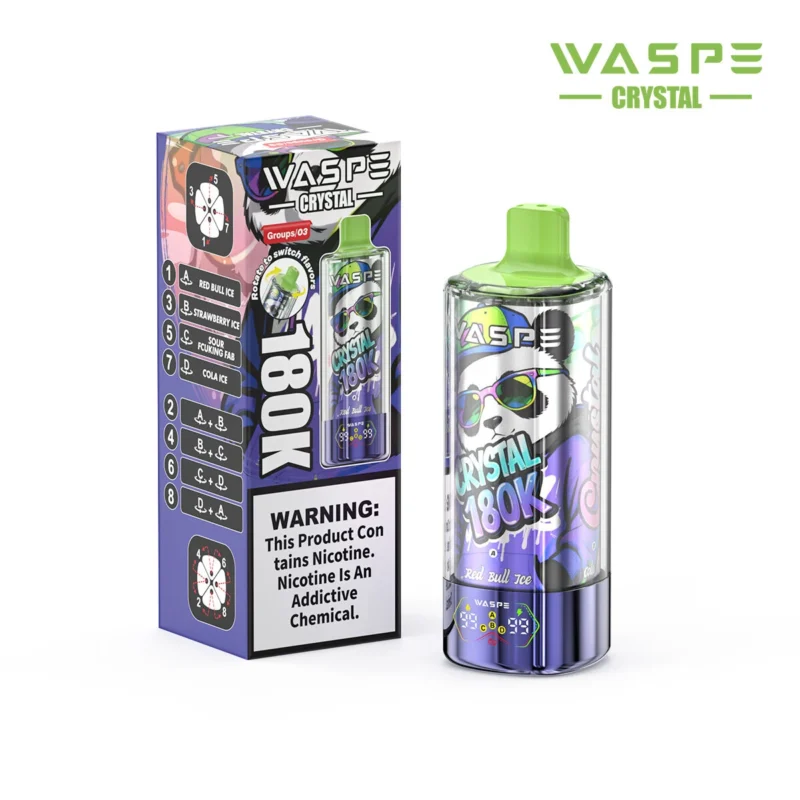 180k Vape Waspe Crystal 180K 8 in 1 - RED BULL ICE & STRAWBERRY ICE&SOUR FCUKING FAB & COLA ICE (2)