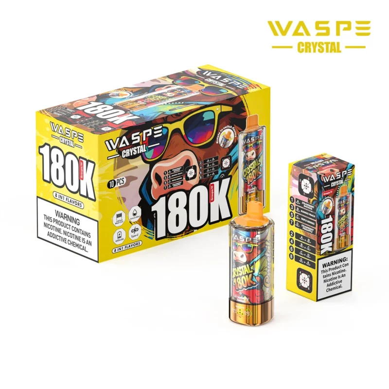 180k Vape Waspe Crystal 180K 8 in 1 - STRAWBERRY BANANA & MANGO PEACH & TRIPLE BERRIES & STRAWBERRY PINEAPPLE