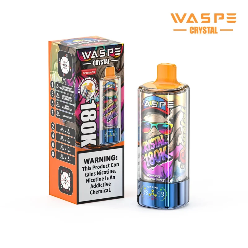180k Vape Waspe Crystal 180K 8 in 1 - STRAWBERRY RASPBERRY CHERRY&STRAWBERRY WATERMELON & KIWI WATERMELON & LEMON LIME (2)
