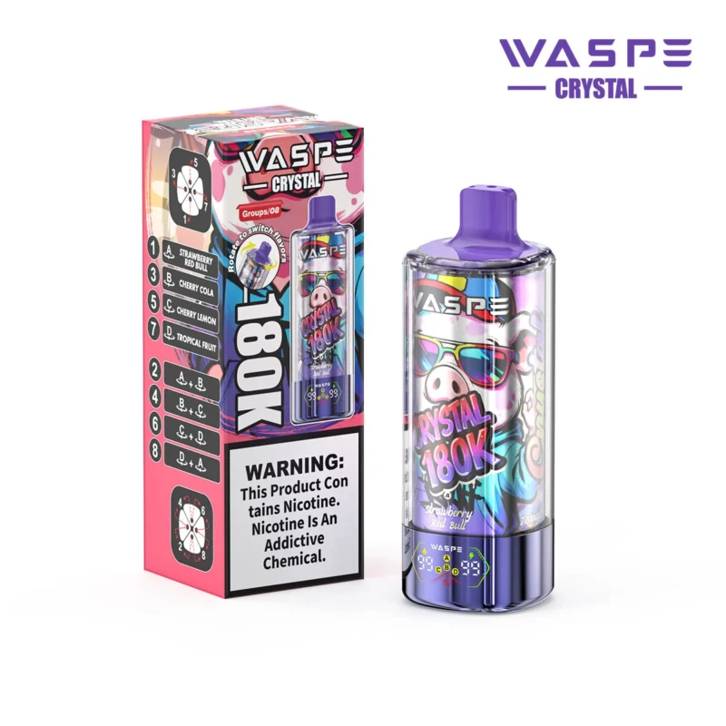 180k Vape Waspe Crystal 180K 8 in 1 - STRAWBERRY RED BULL & CHERRY COLA& CHERRY LEMON & TROPICAL FRUIT (2)