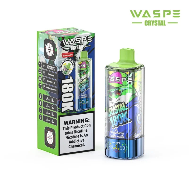180k Vape Waspe Crystal 180K 8 in 1 - FRAGOLA E MENTA FRESCA & GELATO BLU E GELATO NERO (2)