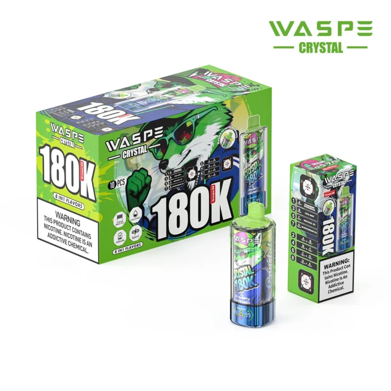 180k Vape Waspe Crystal 180K 8 in 1 - FRAGOLA E MENTA FRESCA E GHIACCIO DI RAZZ BLU E GHIACCIO DI BLACKCURRANT