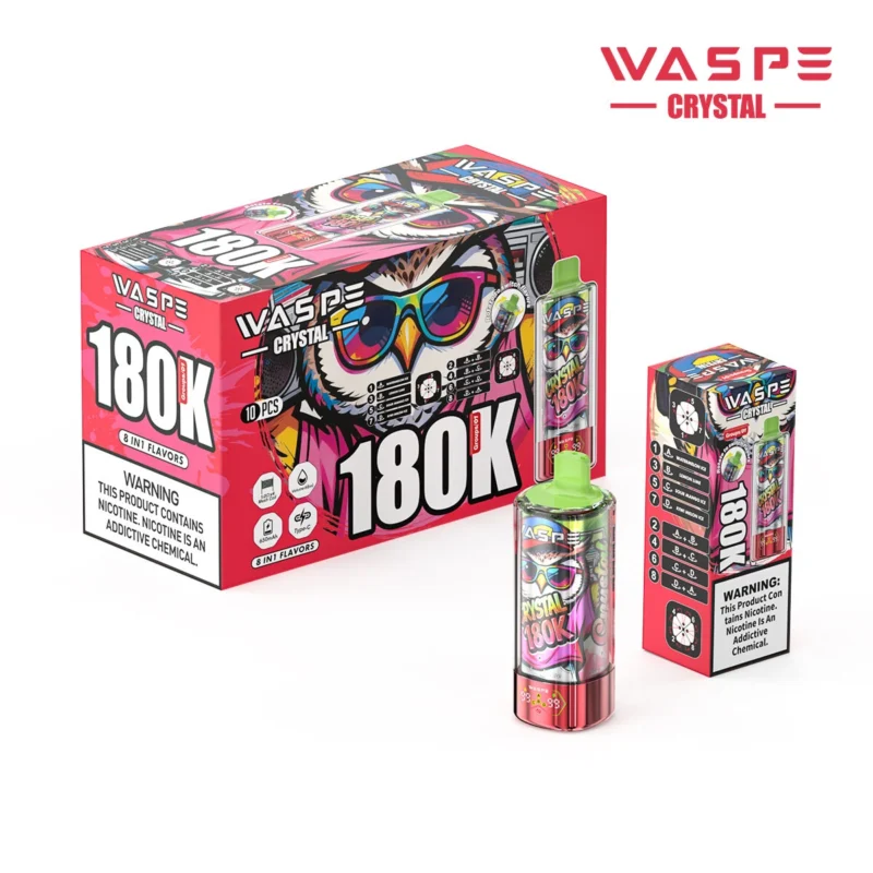 180k Waspe Crystal 180K 8 in 1 - WATERMELON ICE & LEMON LIME & SOUR MANGO ICE & KIWI MELON ICE