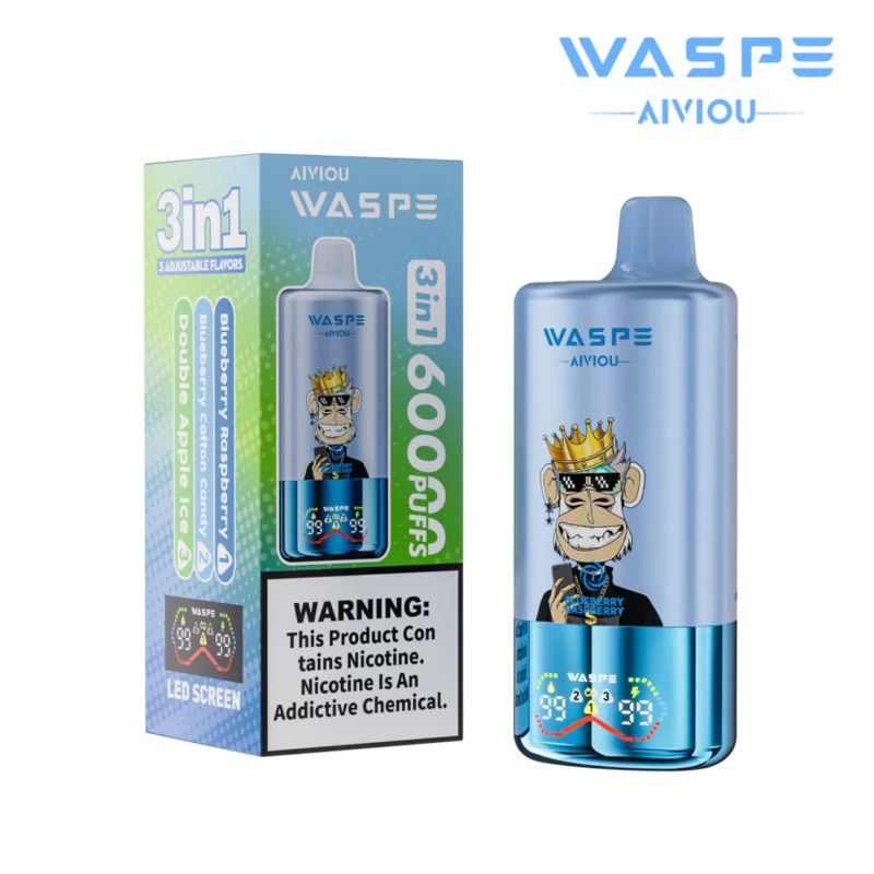 60k Vape Waspe Aiviou 60000 - Blaubeere Himbeere & Blaubeere Zuckerwatte & Double Apple Ice (2)
