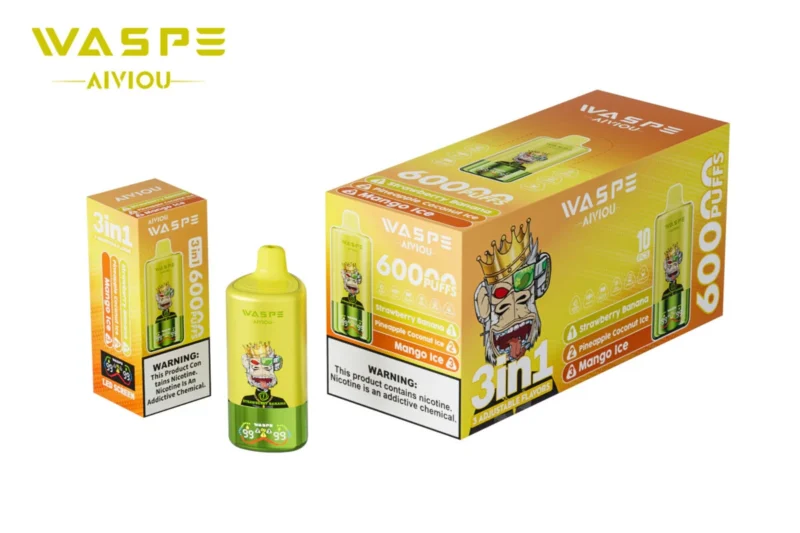 60k Vape Waspe Aiviou 60000 - Strawberry Banana & Pineapple Coconut Ice & Mango Ice