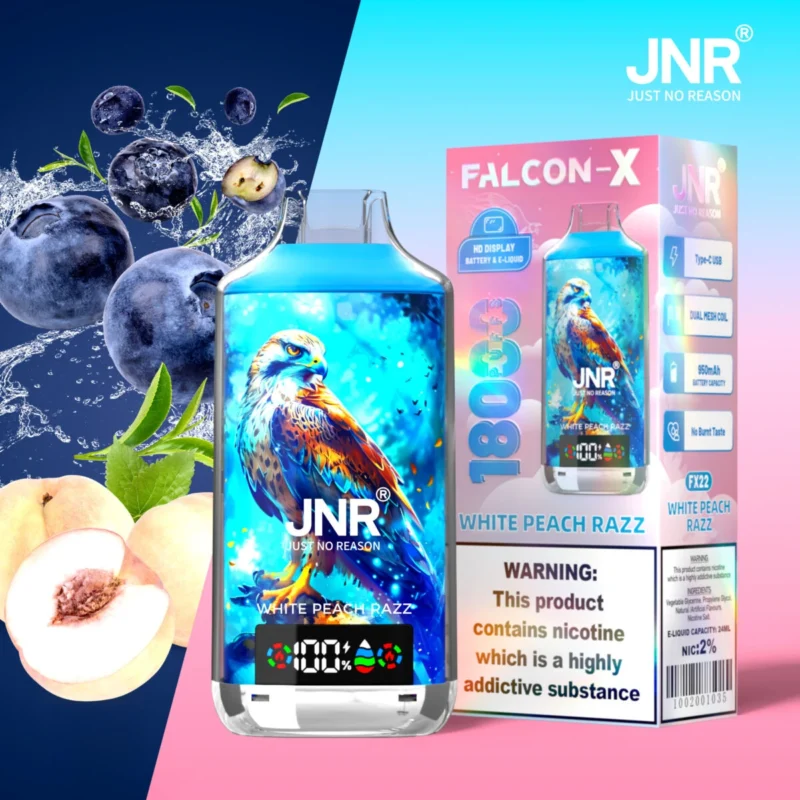 JNR Falcon X 18000 - Wit Perzik Razz