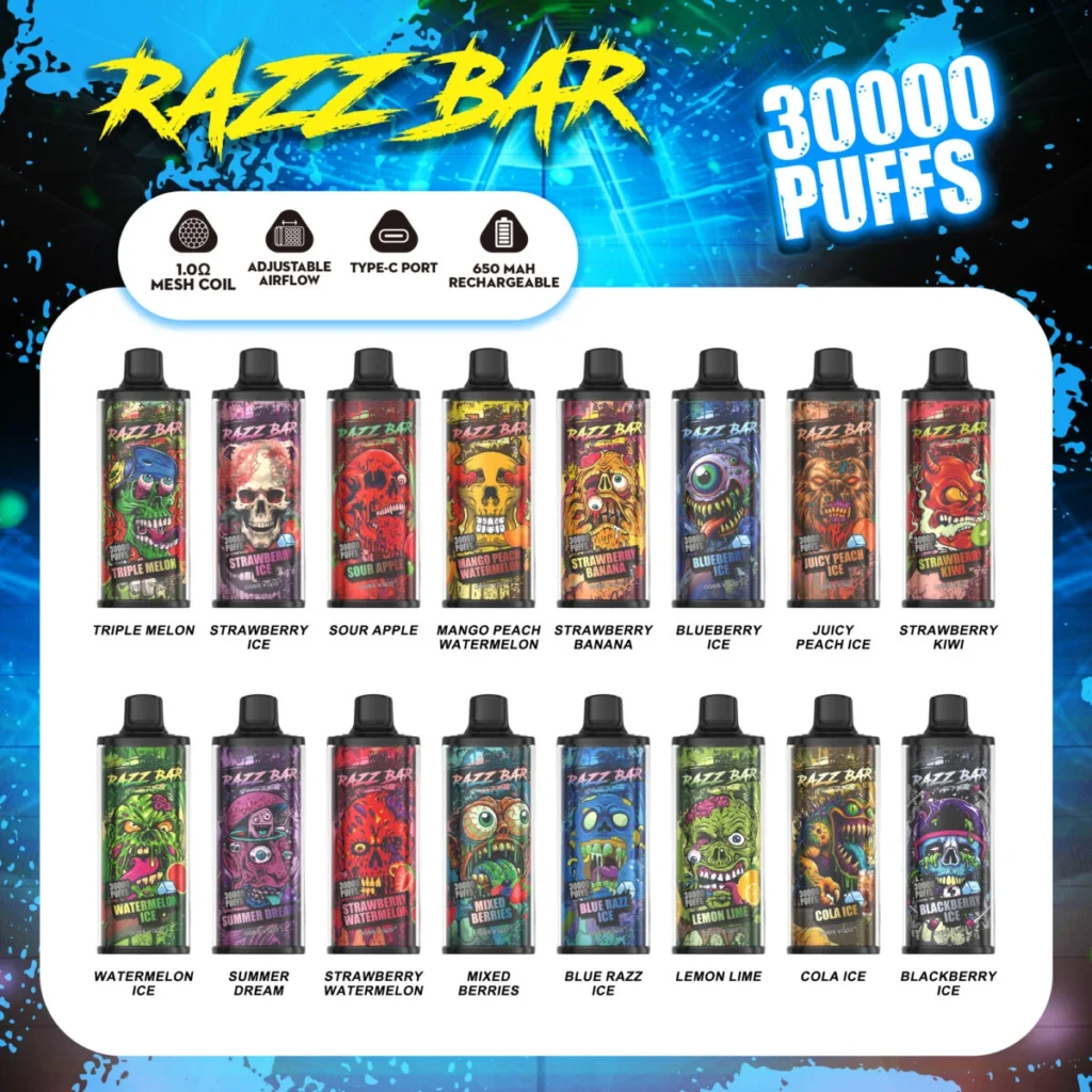 Lista smaków Razz Bar 30000 30k puffów