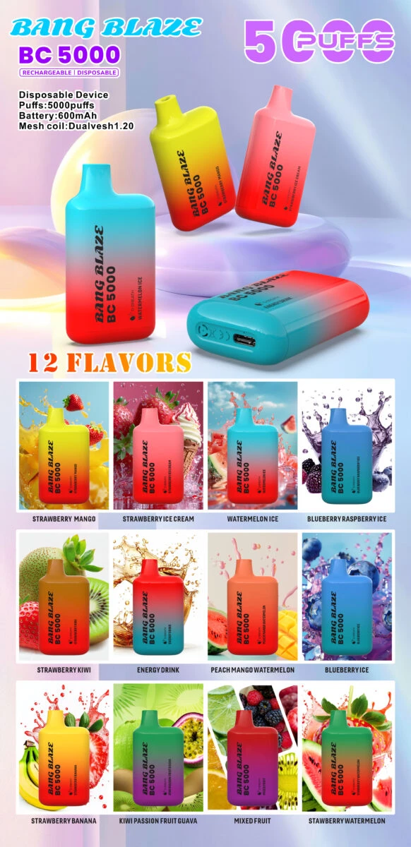 puff 5k Bang Blaze BC5000 E Cigarette Vape Flavors List