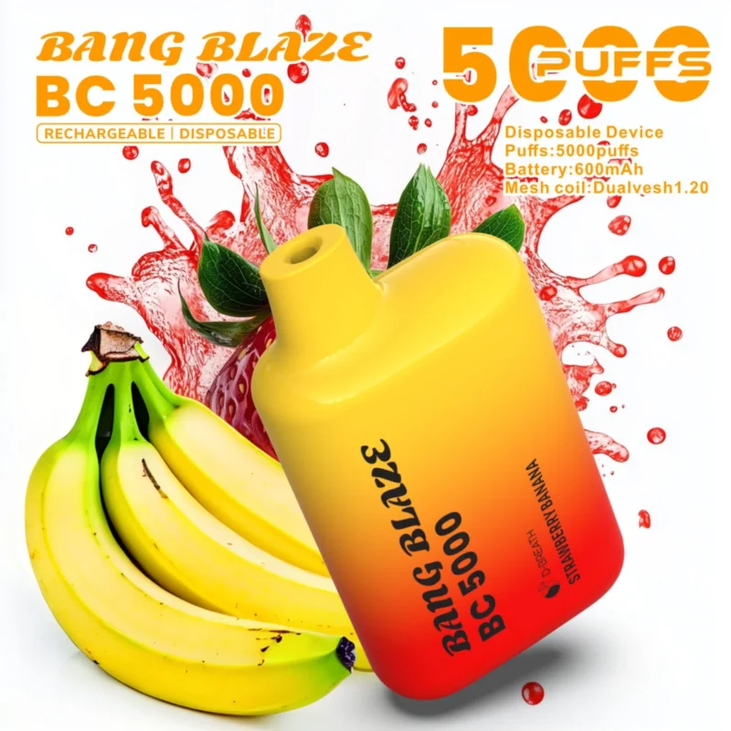puff 5k Bang Blaze BC5000 E Cigarette Vape - Fraise Banane