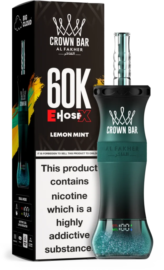 Al Fakher Crown Bar E Schlauch X 60000 60k Puffs Einweg Vape Shisha Hookah Eu Großhandel Zitrone Minze Gerät