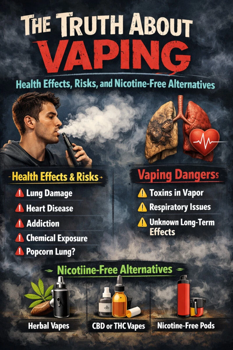 Die Wahrheit über die gesundheitlichen Auswirkungen des Vaporisierens, Risiken und nikotinfreie Alternativen
