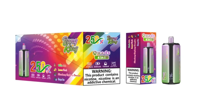 Puff 250k Bang king 250000 Puffs Disposable Vape 4 in 1 Flavors 2026 New Vape - Vanilla Cola Lemon Peach Strawberry Raspberry Cherry Ice Grape Ice