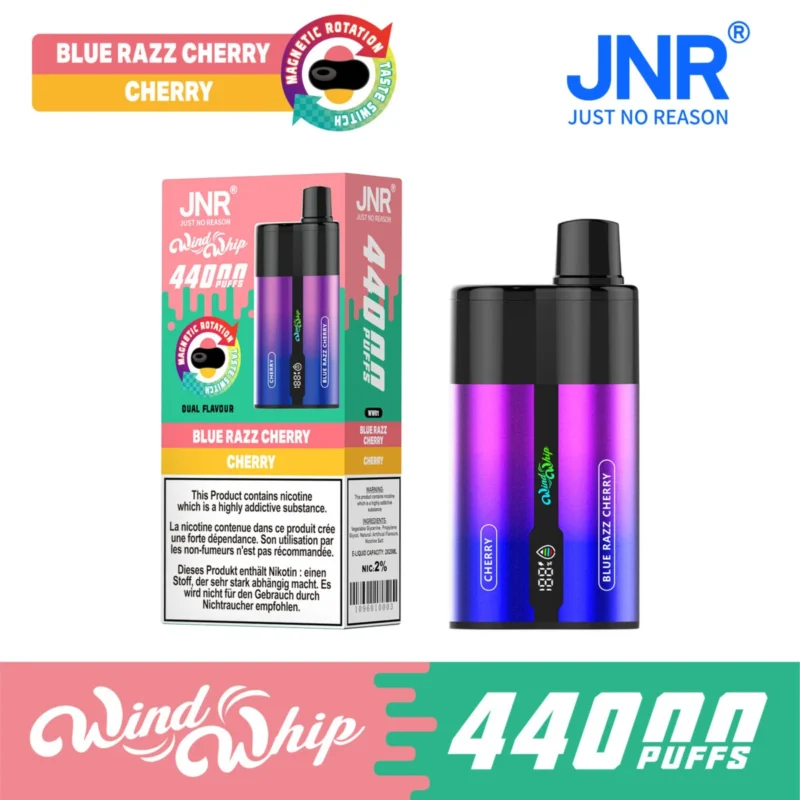 JNR ウインドウィップ 44000 エアフロー調整可能 44K パフ Vape-ブルーラズチェリーチェリー