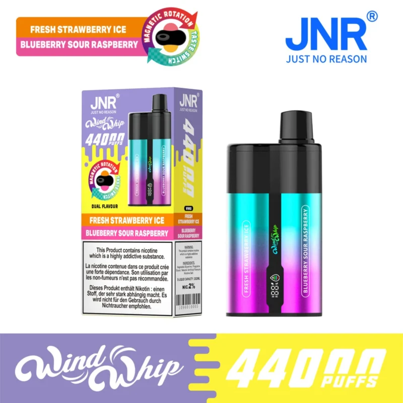 JNR ウインドウィップ 44000 エアフロー調整可能 44K パフ VAPE フレッシュストロベリー lce ブルーベリーサワーラズベリー