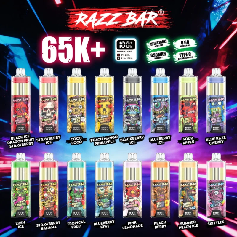 Razz Bar 65000 65k Puffs Einweg-Vape-Aromen Liste