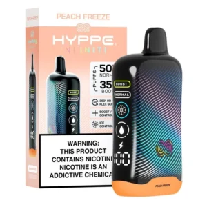 Peach Freeze Hyppe Infiniti 50k 50000 Puffs Disposable Vape Device