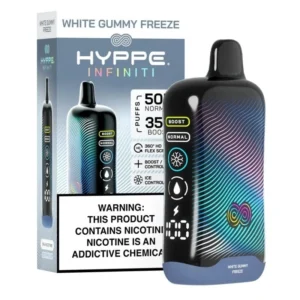 White Gummy Freeze Hyppe Infiniti 50k 50000 Puffs Disposable Vape Device
