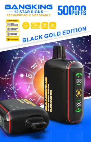 Bang King Pulse 25k 50k Puffs Disposable Vape Black Gold Edition Blue Razz Ice Device