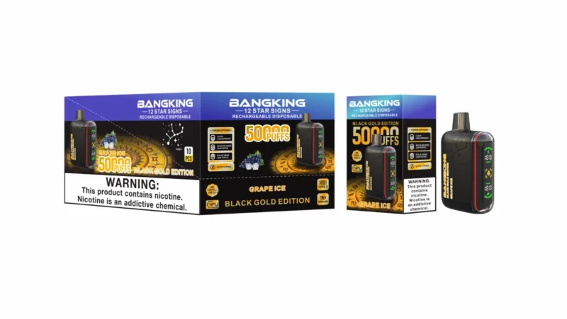 Bang King Pulse 25k 50k Puffs Disposable Vape Black Gold Edition Grape Ice 2 Device