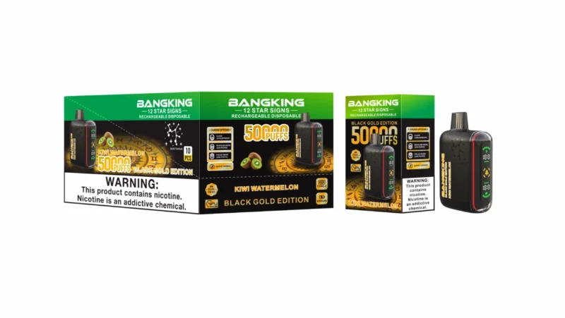 Bang King Pulse 25k 50k Puffs Disposable Vape Black Gold Edition Kiwi Watermelon 2 Device