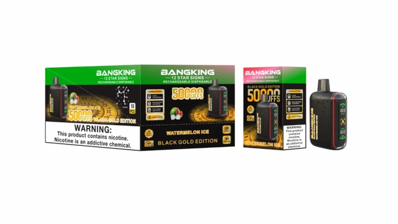 Bang King Pulse 25k 50k Puffs Disposable Vape Black Gold Edition Watermelon Ice 2 Device