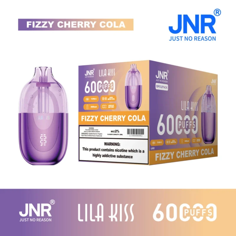 Jnr Lila Kiss 60000 60k Puffs Einweg Fizzy Cherry Cola 2 Vape Gerät