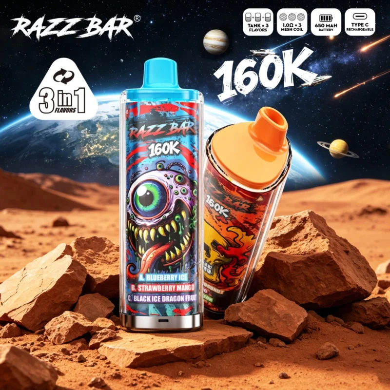 Razz Bar 160.000 160k Puffs Einweg-E-Zigarette 7 Gerät