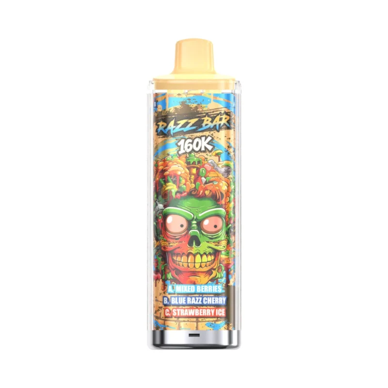 Razz Bar 160.000 160k Züge Einweg-E-Zigarette „Mixed Berries“, „Blue Cherry“, „Strawberry Ice“ – 3er-Pack