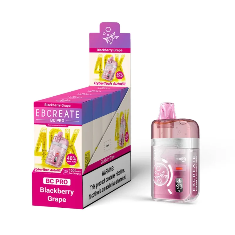 Ebcreate Bc Pro 40k Einweg-E-Zigarette mit 40.000 Zügen, Brombeere-Traube, 3er-Set